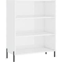 vidaXL Shelf Cabinet - White High Gloss Finish, Engineered Wood, 3 Shelves and Metal Legs - Suitable for Living room or Bedroom