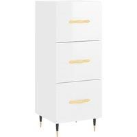 vidaXL Sideboard with High Gloss White Finish and Metal Legs - Modern Storage Cabinet with 3 Drawers, Engineered Wood Construction