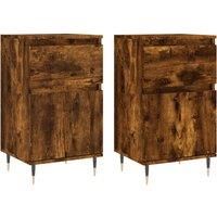 vidaXL Engineered Wood Sideboards Set of 2 - Smoked Oak Finish - Ample Storage - Stable Iron Legs - Attractive Home Decor Addition