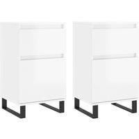 vidaXL 2-Piece High Gloss White Sideboards - Trendy Buffet with Ample Storage Space, Engineered Wood, and Sturdy Iron Legs for Living room or Bedroom