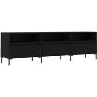 vidaXL TV Cabinet - Engineered Wood TV Sideboard with Iron Legs, 150x30x44.5 cm, Perfect for Living Room or Bedroom, Black
