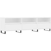 vidaXL White TV Cabinet in Engineered Wood - Stylish Storage Solution with Iron Legs for Living Room or Bedroom, 150x30x44.5 cm