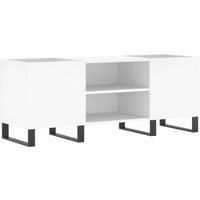 vidaXL White Record Cabinet - Ample Storage for LP Records, Engineered Wood, Iron Feet, Modern for Living Room, Classic Design - Suitable for Record Player placement