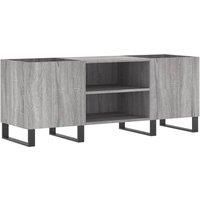vidaXL Grey Sonoma Record Cabinet - Modern Engineered Wood Record Player Storage Unit with Robust Top Surface and Industrial Style Iron Feet