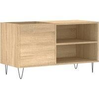 vidaXL Sonoma Oak Engineered Wood Record Cabinet - Vinyl Record Storage Solution with Industrial Style Iron Feet for Modern Living Rooms, LP Record Organiser/'
