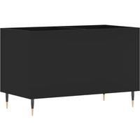 vidaXL Record Cabinet Storage Sideboard - Engineered Wood Record Holder with Industrial Iron Feet - Black