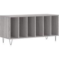 vidaXL Record Cabinet in Grey Sonoma - Engineered Wood with Industrial Iron Feet, Designed for Storage of Vinyl Records & Media Devices