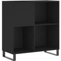 vidaXL Record Cabinet, Vinyl Record Storage with Shelves, Record Player Cabinet for Living Room, Modern Style, Black Engineered Wood