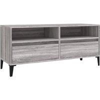 vidaXL TV Cabinet - Grey Sonoma Engineered Wood with Metal Accents - 100x34.5x44.5 cm - Industrial Style Living Room Furniture with Ample Storage Space