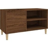 vidaXL Brown Oak Engineered Wood Record Cabinet - Vinyl Storage Sideboard, Spacious LP Organizer with Wooden Feet for Living Room/Office
