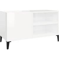 vidaXL Record Cabinet High Gloss White - Engineered Wood Storage Cabinet - 3 Levels - 84.5 x 38 x 48 cm - Living Room & Home Office
