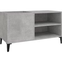 vidaXL Engineered Wood Vinyl Record Cabinet with Industrial Style Metal Legs - Concrete Grey - Living Room/Side/Filing Cabinet