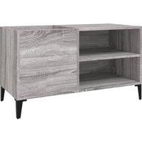 vidaXL Engineered Wood Record Cabinet with Metal Legs, for Vinyl Records, Side Cabinet and Filing Storage, in Grey Sonoma- 84.5x38x48 cm