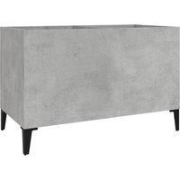 vidaXL Record Cabinet - Concrete Grey Engineered Wood - Multi-functional Storage for Vinyl Records, Side Cabinet, Filing Unit - Perfect For Living Room, Bedroom & Office Spaces
