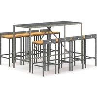 7 Piece Garden Bar Set Black Poly Rattan& Solid Wood Acacia vidaXL