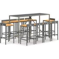 7 Piece Garden Bar Set Black Poly Rattan& Solid Wood Acacia vidaXL