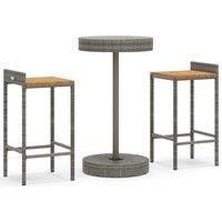 5 Piece Garden Bar Set Grey Poly Rattan&Solid Wood Acacia vidaXL