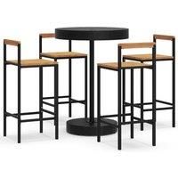 5 Piece Garden Bar Set Black Poly Rattan&Solid Wood Acacia vidaXL