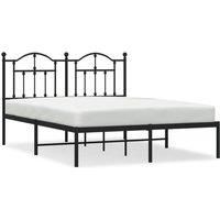 Vidaxl Metal Bed Frame With Headboard Black 150X200 Cm King Size, Black