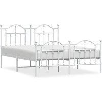 vidaXL Metal Bed Frame without Mattress with Footboard White 150x200cm