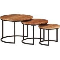 Nesting Tables Couch Table Tea Desk Accent Table Solid Acacia Wood vidaXL