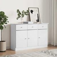 vidaXL Sideboard ALTA - Scandinavian-Inspired Storage Cabinet - White Solid Pine Wood - Suitable for Living Room, Bedroom, Office - Multiple Drawers and Compartments