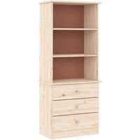 vidaXL Solid Pine Wood Bookcase with Drawers – ALTA Series – Spacious Storage for Books, Magazines, Decorative Items – Natural Wood Finish, Easy to Maintain