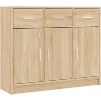vidaXL Sideboard, Side Cabinet with Doors and Drawers, Storage Cabinet for Living Room Office, Cupboard, Modern Style, Sonoma Oak Engineered Wood