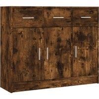 vidaXL Smoked Oak Sideboard - Modern Style Engineered Wood Storage Cabinet for Living Room and Office