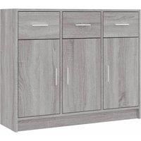 vidaXL Engineered Wood Sideboard- Grey Sonoma - Modern Living Room/Office Storage Cabinet with Display Top, 91x28x75 cm