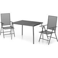 3 Piece Garden Dining Set Anthracite Steel vidaXL