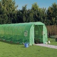 /'vidaXL Greenhouse with Steel Frame - Spacious 6x2x2m Green Polyethylene Cover for Weather Resistance, Outdoor & Garden Plant Protection