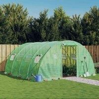 /'vidaXL Large Greenhouse with Galvanised Steel Frame and Polyethylene Cover, Weather-Resistant, with Roll-Up Door and Windows - Green