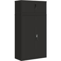 vidaXL Black File Cabinet, Modern Office Storage Unit with Lock, Adjustable Shelves, Powder-Coated Steel Material, 90x40x180 cm