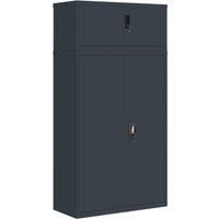 vidaXL File Cabinet - Powder-Coated Steel Construction, Adjustable Shelves, Lockable System, Anthracite, Office Storage (90x40x180 cm)