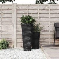 vidaXL Polypropylene Planter - Removable Inner Container - Home and Outdoor Decoration - Anthracite Color - Grooved Look - 18/45 Litres
