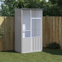 vidaXL Grey Bird Aviary with Galvanised Steel Structure - Sturdy and Spacious Bird Cage for Birds and Small Animals with Added Security Features - 115x78x200 cm