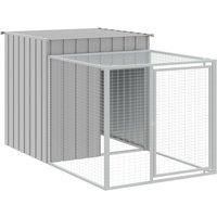 vidaXL Chicken Cage with Run Light Grey 110x201x110 cm Galvanised Steel, Grey