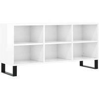vidaXL High Gloss White TV Cabinet Stand - Space-saving Living Room TV bench with Ample Storage & Stable Tabletop, Engineered Wood, Iron Legs, 103.5x30x50 cm