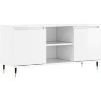 vidaXL TV Cabinet High Gloss White 104x35x50 cm Engineered Wood