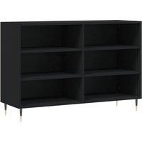 vidaXL Engineered Wood Sideboard - Contemporary Black Buffet with Iron Legs for Living Room and Bedroom, Ample Storage Space