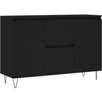 vidaXL Sideboard Storage Cabinet - Black Engineered Wood and Iron - Streamlined Design - Spacious Organizing Solution