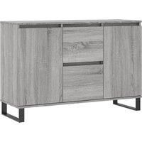 vidaXL Grey Sonoma Sideboard - Roomy Engineered Wood Storage Cabinet with Stable Iron Legs for Living Room or Bedroom