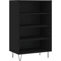 vidaXL Black Highboard with Metal Feet - Engineered Wood - Spacious Shelves Storage Cabinet for Bedroom - Modern Style
