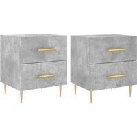 vidaXL Bedside Cabinets in Concrete Grey - Set of 2 - Modern Style Engineered Wood Cabinets with Metal Feet and Spacious Storage - Fits Any Bedroom Decor