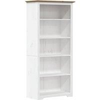 vidaXL Solid Wood Pine Bookcase - French Style Brown 5-Tier Bookshelf | Freestanding Library Storage Unit for Living Room/Office/Bedroom