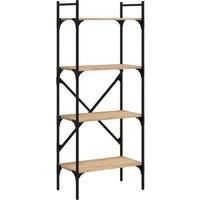 vidaXL 4-Tier Bookcase in Sonoma Oak - Engineered Wood and Steel Frame for Home and Office use - Easy Assembly and Cleaning