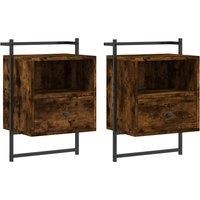 Bedside Cabinets Wall-mounted 2 pcs Brown Oak 40x30x61 cm Engineered Wood vidaXL