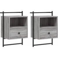 vidaXL Bedside Cabinets Wall-mounted Bed Table 2 pcs Grey Sonoma Engineered Wood
