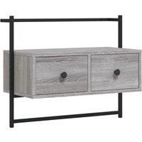 vidaXL Wall-Mounted TV Cabinet - Engineered Wood TV Stand - Grey Sonoma, Space-Saving Design with Drawers - For Modern Living Room 60.5x30x51 cm